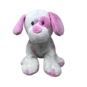 Ty Pluffies Baby Pups White Pink Spotted Dog Plush 9” Sewn Eyes Beanie Lovey